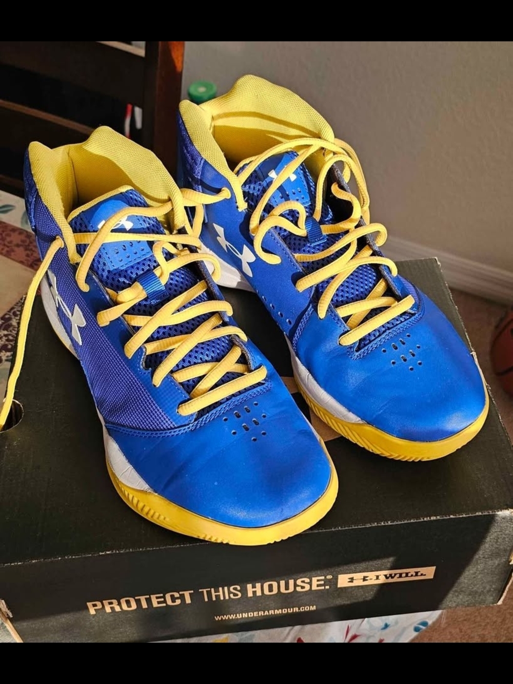 Under Armour Blue And Yellow Youth Athletic Shoes